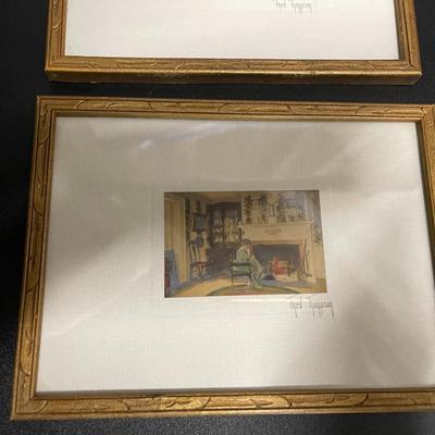 Pair of Vintage Framed Fred Thompson Oddities Wall Art Pieces