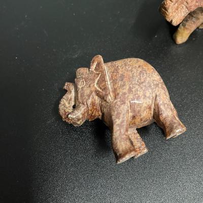 Lot of 3 Soapstone Elephant Figurines, Small
