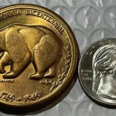 1969 California Bi-Centennial Token 1769-1969 The Golden Land Bronze Coin as Pictured.