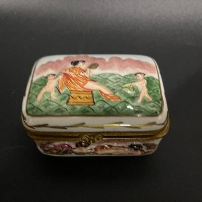 Hand Painted French Porcelain Trinket Box