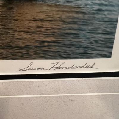 485 Signed Susan Handschuh Log Canoe Race #9 & #2 Framed Photograph
