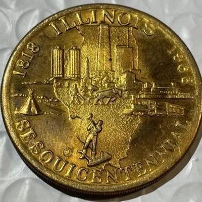 ILLINOIS 1968 SESQUICENTENNIAL STATEHOOD MEDAL/TOKEN as Pictured.