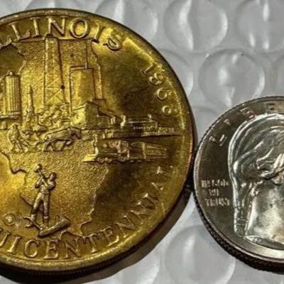 ILLINOIS 1968 SESQUICENTENNIAL STATEHOOD MEDAL/TOKEN as Pictured.