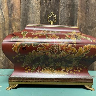 Decorative Red Box with Brass Accents