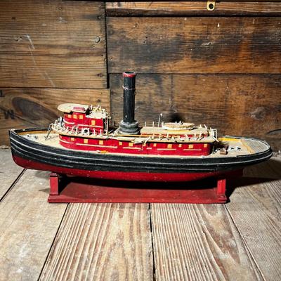 N489 Vintage Small Wood Tugboat Model AS IS