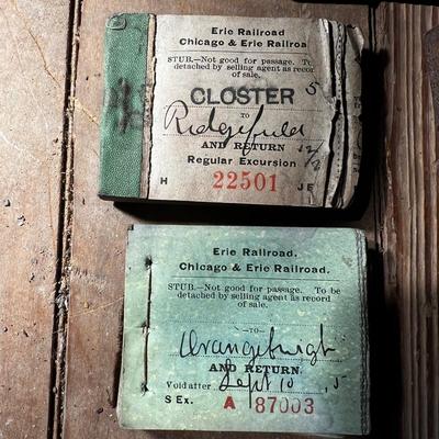 N492 Antique Chicago & Erie Railroad Passage Receipts