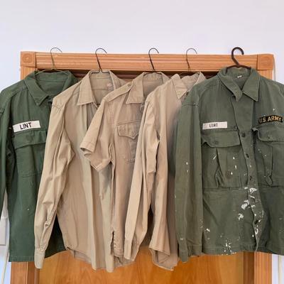 LOT 9 C: Vintage Army Uniform Shirts W/ Cap & Tie.