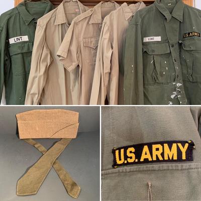 LOT 9 C: Vintage Army Uniform Shirts W/ Cap & Tie.