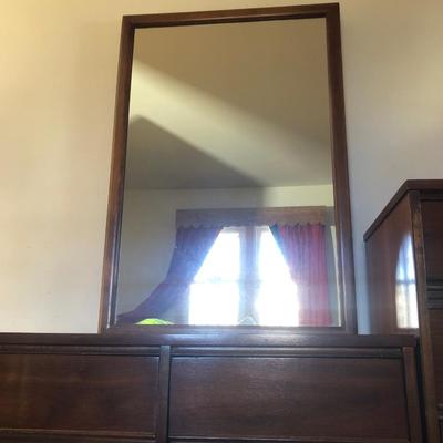 LOT 41B: Mid-Century Modern Dixie Bedroom Set - Bed Frame, Dresser w/ Mirror & Bureau