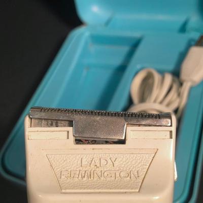 LOT 47B: Vintage Ladies' Vanity Collection w/ Blue Lady Remington Shaver Model 3M21