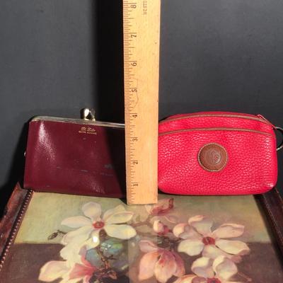 LOT 46B: Vintage Frame Jewelry Box w/ Wallets, Trinket Dish, Pill Case & Grooming Kit