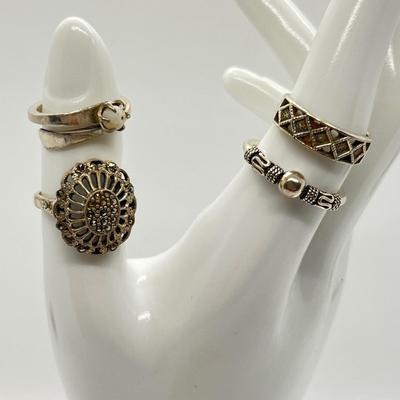 LOT 280J: Sterling Rings: Faux Pearl, Marcasite and More