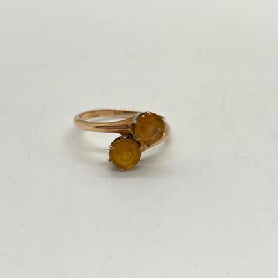 LOT 306J: 14K Gold Citrine Paste Ring-Size7.5-2.8 grams