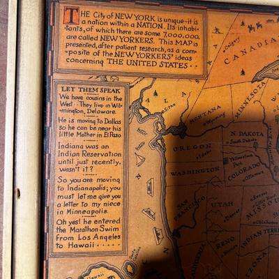 N497 A New Yorkerâ€™s Idea of the United States of America Framed Poster