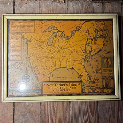 N497 A New Yorkerâ€™s Idea of the United States of America Framed Poster