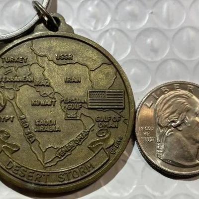 DESERT STORM ~ MEDAL/TOKEN KEYCHAIN RING/HOLDER as Pictured.