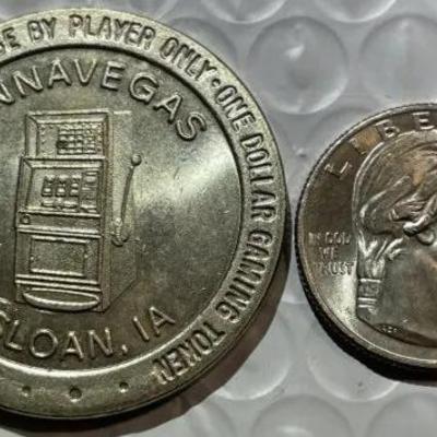 SLOAN, IOWA CASINO $1.00 GAMING MEDAL/TOKEN as Pictured.