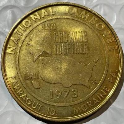 1973 NATIONAL SCOUT JAMBOREE FARRAGUT ID & MORAINE PA MEDAL/TOKEN as Pictured.