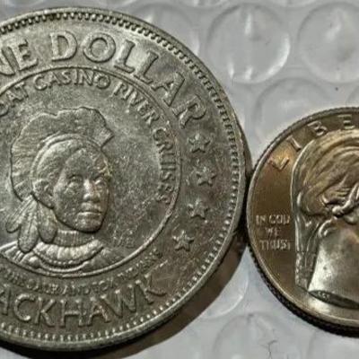 EMERALD LADY STEAMBOAT CASINO $1.00 GAMING MEDAL/TOKEN as Pictured.