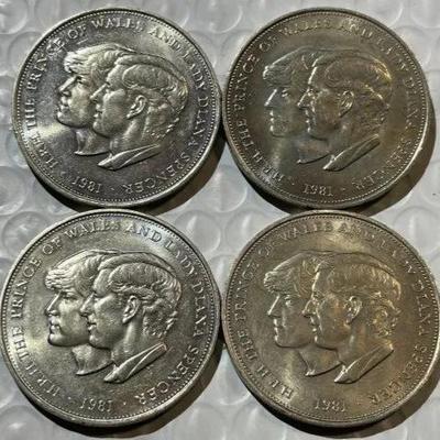 4-GREAT BRITAIN 1981 PRINCESS DI & CHARLES ROYAL WEDDING COINS as Pictured.