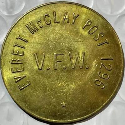 EVERETT McCLAY POST #1296 VFW GOOD FOR 40c MEDAL/TOKEN as Pictured.