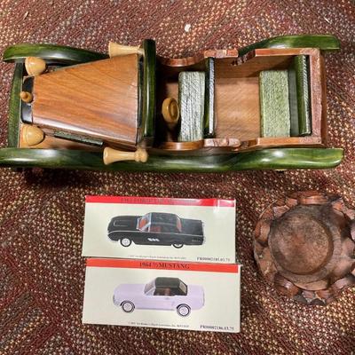 Wood car and collectible cars with wood candle
