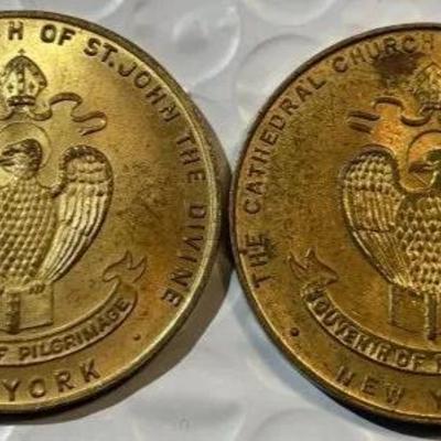 2-VINTAGE ST JOHN'S CATHEDRAL CHURCH MEDAL/TOKENS as Pictured.