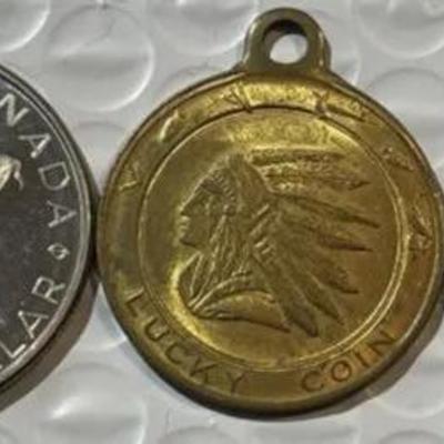 2-Vintage Indian $1 Trade Token & Lucky Medal/Token as Pictured.