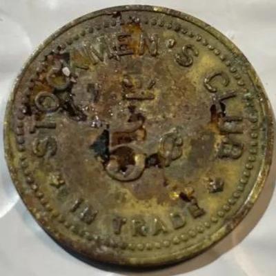Portland Oregon/Stockman's Club Good For 5c Saloon Brass Token as Pictured