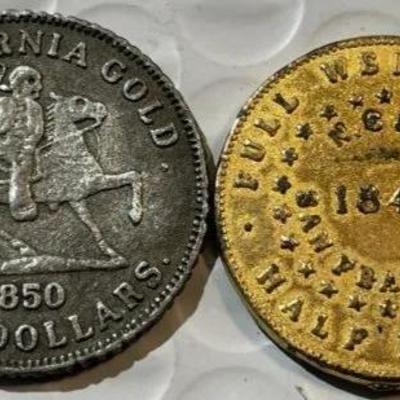 EARLY COPY COINS FROM THE CALIFORNIA GOLD RUSH ERA MEDAL/TOKENS as Pictured.