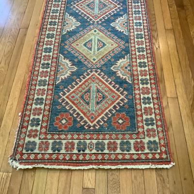 H546 Vintage KazakWool Runner Rug 9'6" x 2'6"