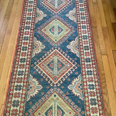 H546 Vintage KazakWool Runner Rug 9'6" x 2'6"