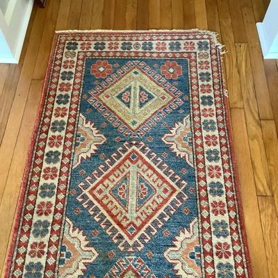 H546 Vintage KazakWool Runner Rug 9'6" x 2'6"
