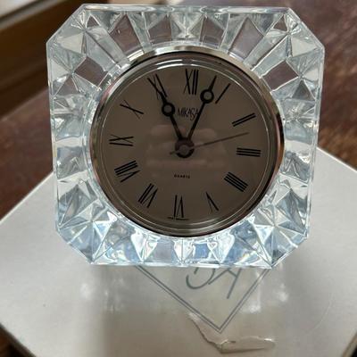MIKASAÂ® Quartz Desk/Mantel Clock German Roman Numerals Paper Weight Office Decor