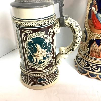 518 Set of 3 Vintage German & Swiss Beer Steins