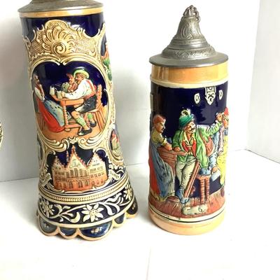 518 Set of 3 Vintage German & Swiss Beer Steins
