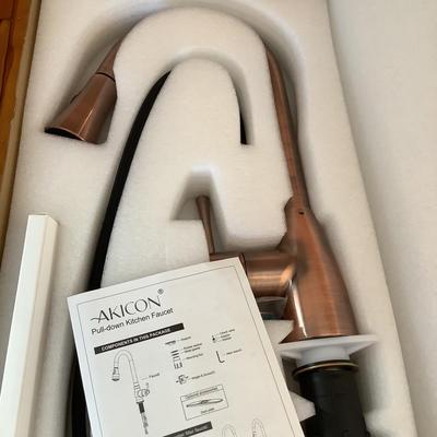 H564 New in Box Akicon Antique Copper Pull Down Kitchen Faucet