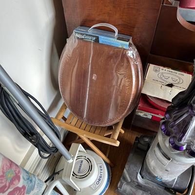 Group lot, Dyson, vacuum, Orick, floor cleaner, new, toilet seat, folding chairs, ironing board.