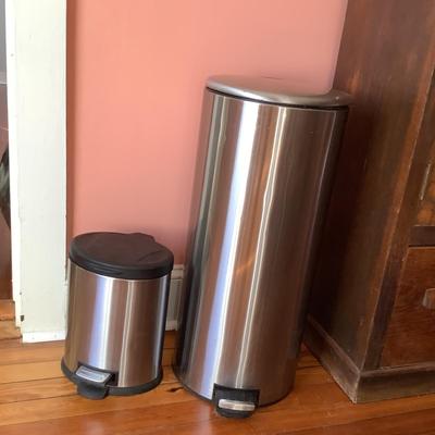 H569 Qty 2 Style Selections Stainless Trash Can Lot