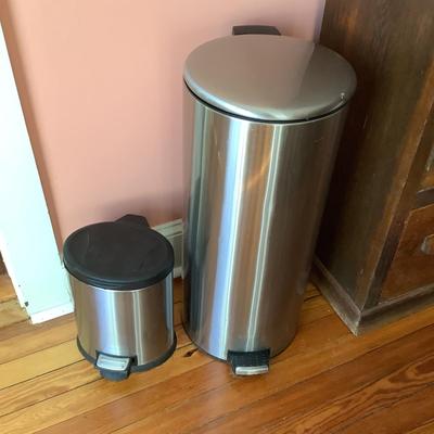 H569 Qty 2 Style Selections Stainless Trash Can Lot