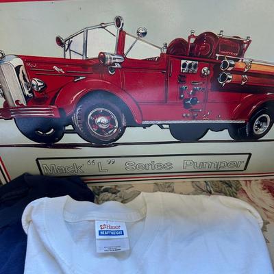 Estate group, lot of firemen shirts, and miscellaneous firefighter Memorabilia.