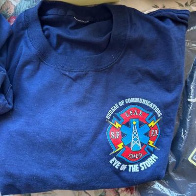 Estate group, lot of firemen shirts, and miscellaneous firefighter Memorabilia.