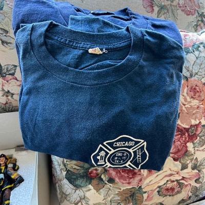 Estate group, lot of firemen shirts, and miscellaneous firefighter Memorabilia.