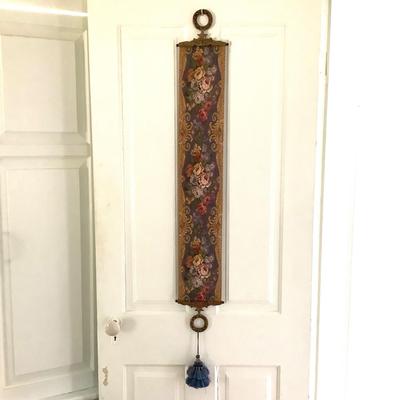 H572 Vintage Floral Tapestry Brass Bell Pull