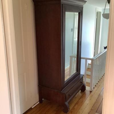 H573 Antique Empire Wardrobe with Mirrored Door and One Drawer