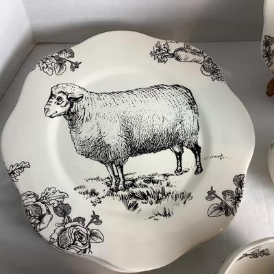 529 Barnyard Toile Dish Set by Elisabeth Trostli