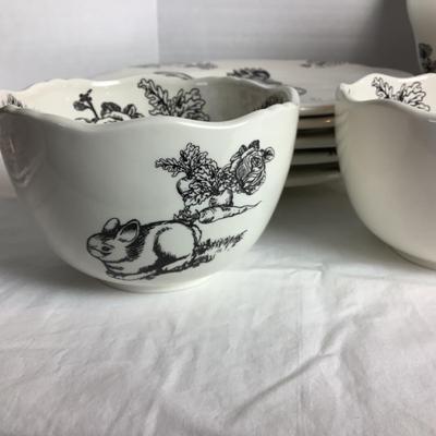 529 Barnyard Toile Dish Set by Elisabeth Trostli
