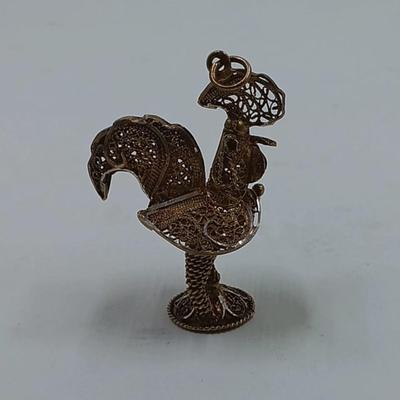 Vintage Gold Filigree Rooster from Portugal
