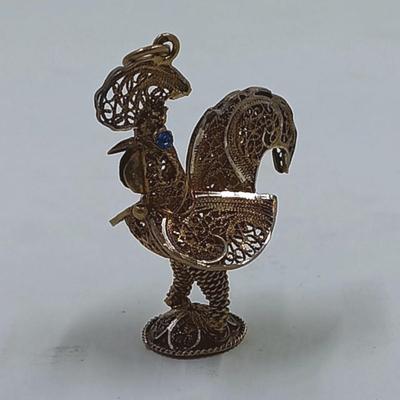 Vintage Gold Filigree Rooster from Portugal