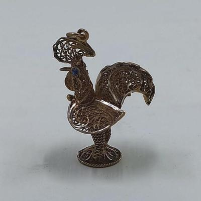 Vintage Gold Filigree Rooster from Portugal